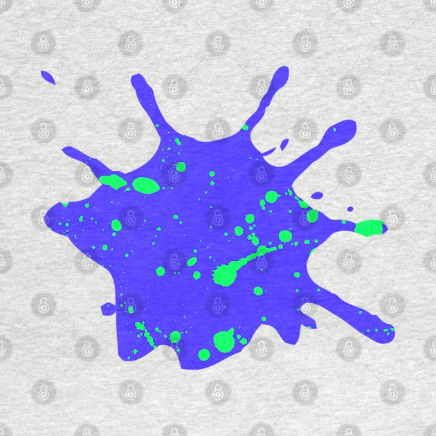 Royal Blue and Neon Green Paint Splatter by CraftyCatz